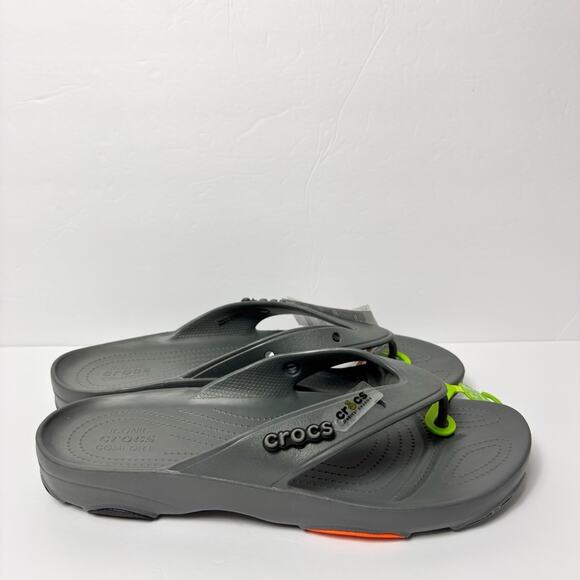 CROCS GREY CLASSIC ALL-TERRAIN FLIP COMFY SANDALS SIZE US 12 BRAND NEW WITH TAGS